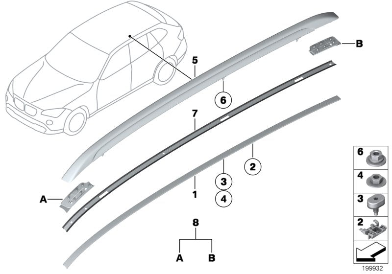 Genuine BMW 51138051560 E84 Roof Railing, Right GLANZSCHWARZ (Inc. X1) | ML Performance US US Car Parts