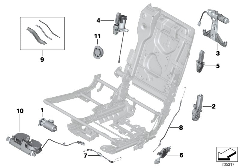 Genuine BMW 52207263351 Bowden Cable Horizontal Adjustment (Inc. 520d, 530d 155kW & 535iX) | ML Performance US US Car Parts