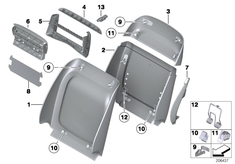Genuine BMW 52107222428 Rear Section, Comfort Seat, Lower EVERESTGRAU (Inc. 530d 155kW, 530i & 535iX) | ML Performance US US Car Parts