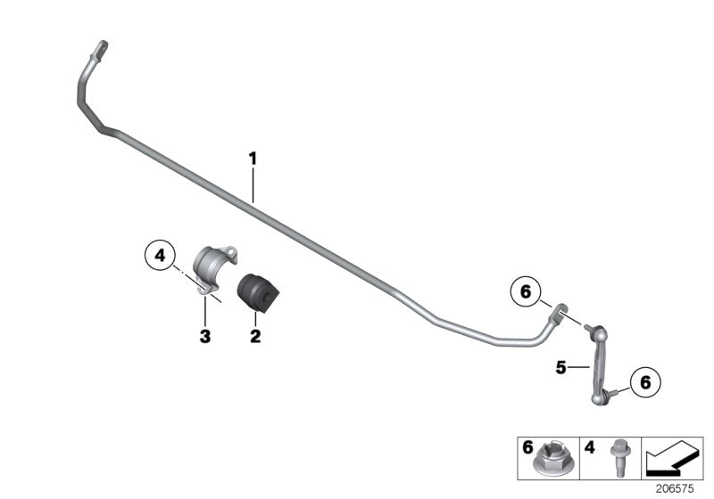 Genuine BMW 33556853475 F22 Stabilizer, Rear D=14mm (Inc. 318i, M240iX & 425d) | ML Performance US US Car Parts