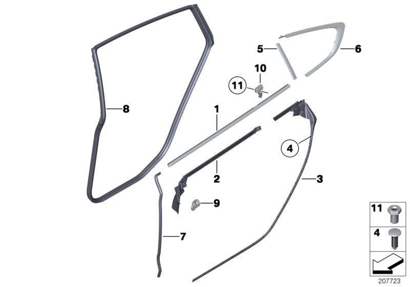 Genuine BMW 51767226398 Seal, Door, Rear Right (Inc. 520d, 535dX & 550iX 4.4) | ML Performance US US Car Parts