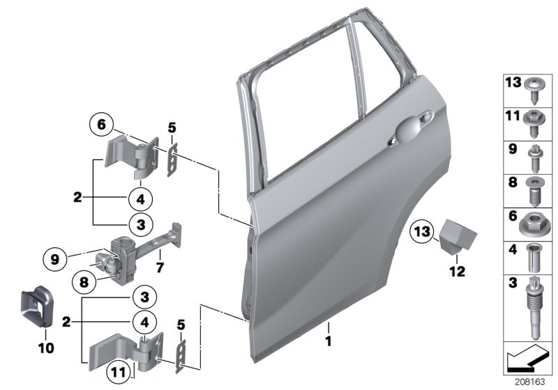 Genuine BMW 41002993111 E84 Left Upper Rear Door Hinge (Inc. X1) | ML Performance US US Car Parts