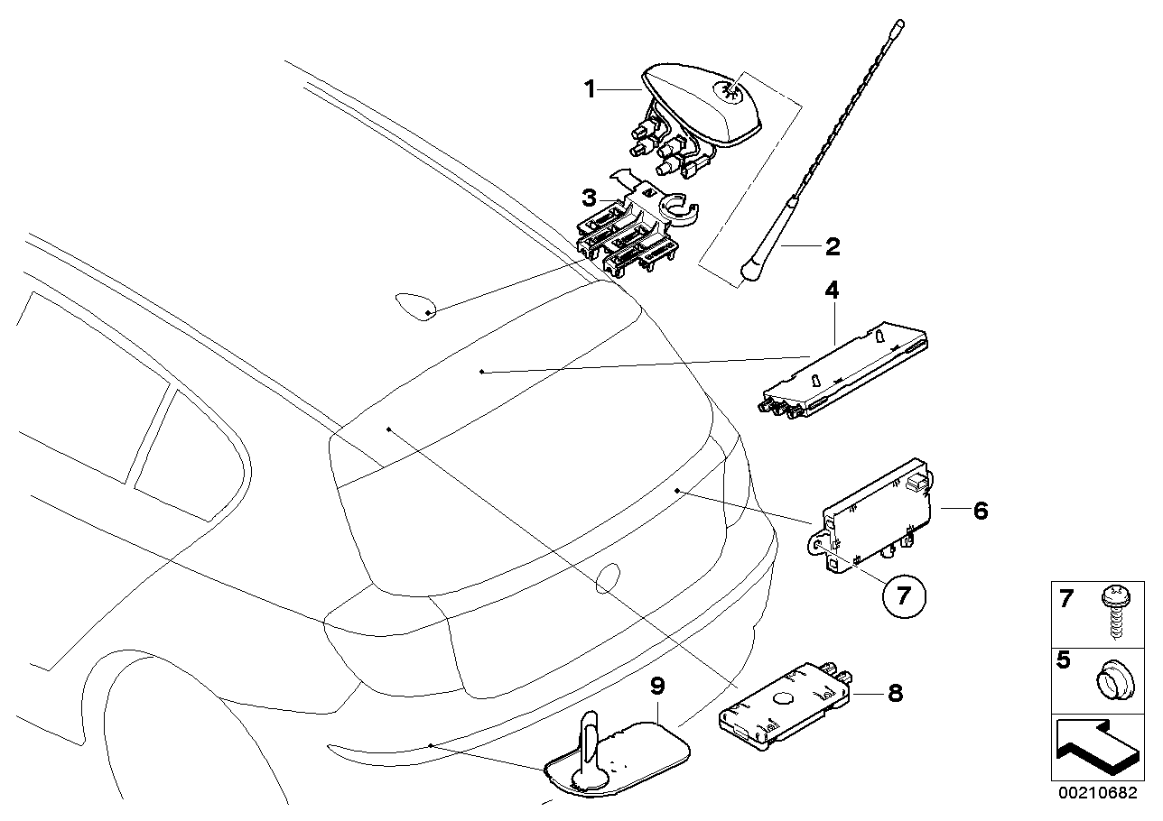 Genuine BMW 65209225185 E81 E93 Antenna, Phone With Cradle (Inc. 325d, 116i 1.6 & 120i) | ML Performance US US Car Parts