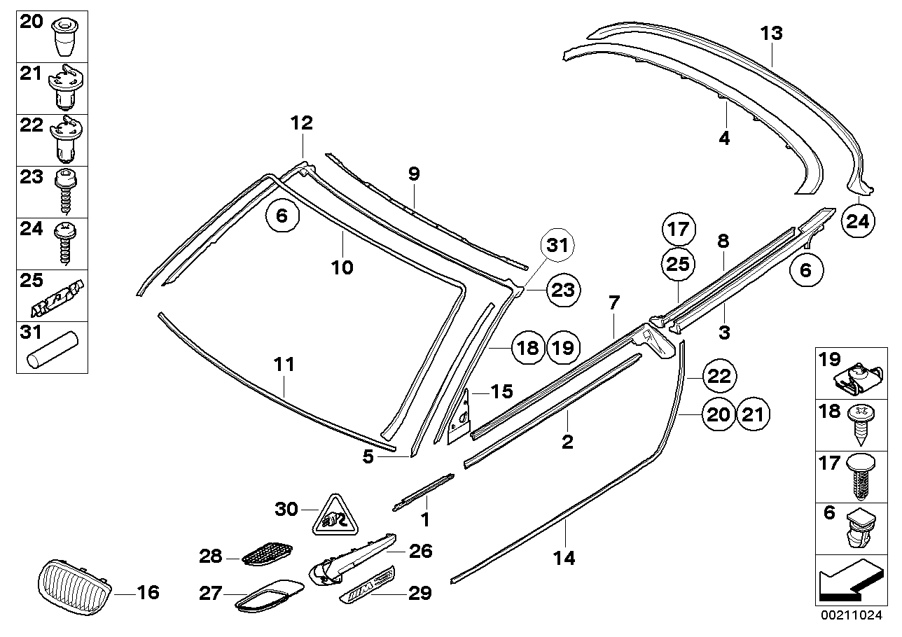 Genuine BMW 51377119096 E93 Inner Channel Sealing, Rear Right (Inc. 318i, 335i & 323i) | ML Performance US US Car Parts