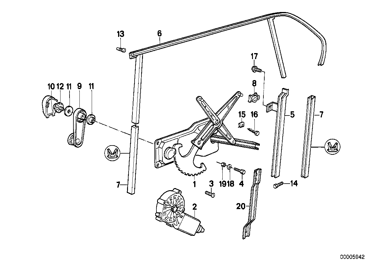 Genuine BMW 51348186196 E34 Rear Right Window Guide (Inc. 525td, 520i & 525ix) | ML Performance US US Car Parts