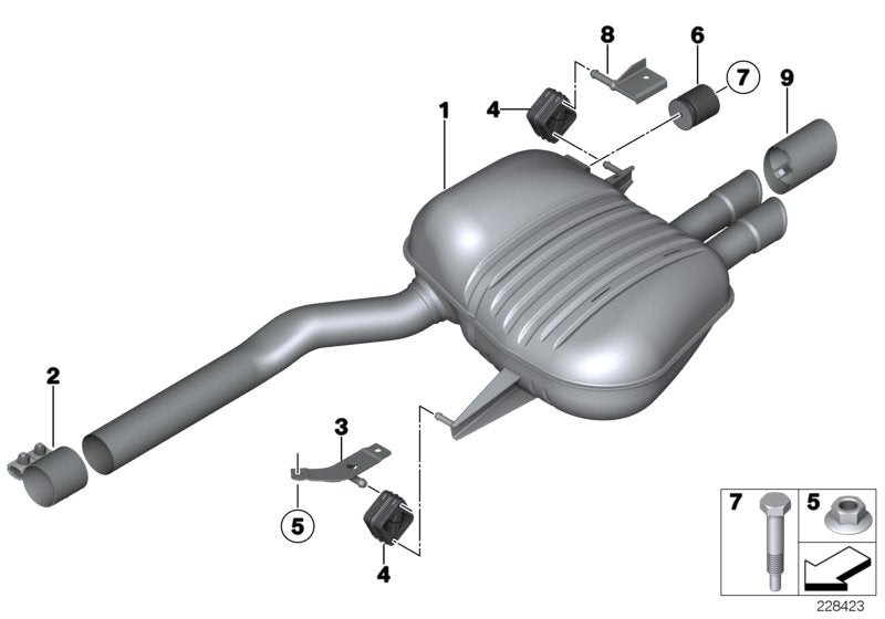 Genuine BMW 18307646923 Rear Muffler (Inc. 523i, 528i & 530i) | ML Performance US US Car Parts
