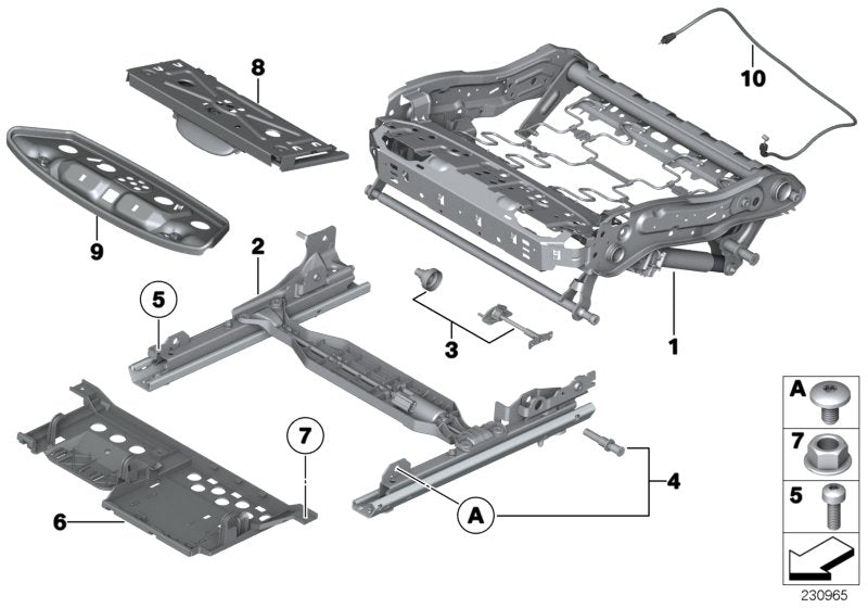 Genuine BMW 52107266343 Seat Frame, Manual Left (Inc. 528iX, 520d ed & 550iX 4.0) | ML Performance US US Car Parts