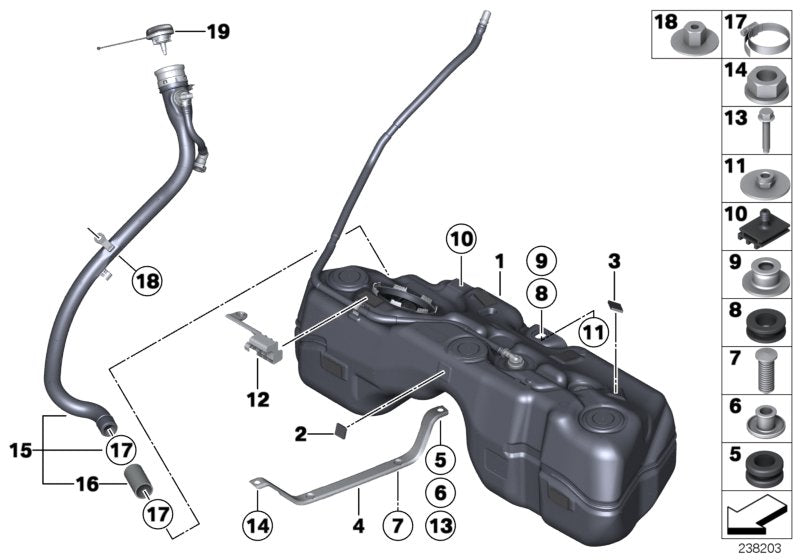 Genuine BMW 16117220743 F25 F26 Plastic Fuel Tank (Inc. X3 18i & X4) | ML Performance US US Car Parts
