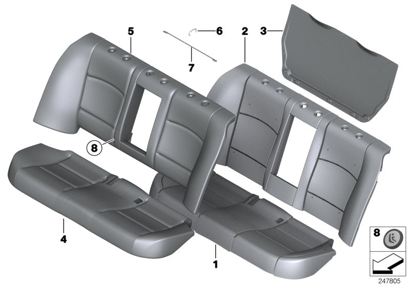 Genuine BMW 52207254147 Cover, Basic Backrest Leather SCHWARZ (Inc. 535i, 523i & 528i) | ML Performance US US Car Parts