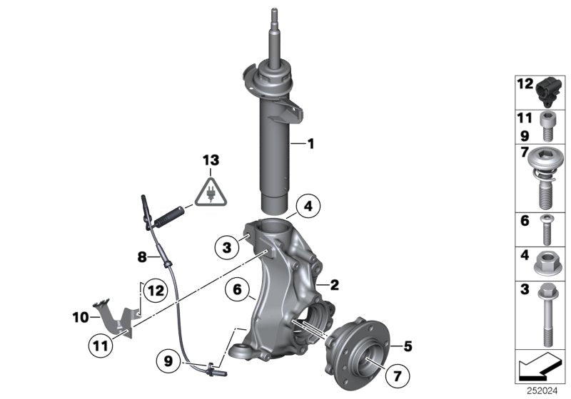 Genuine BMW 31316851336 E84 Front Right Spring Strut (Inc. X1) | ML Performance US US Car Parts