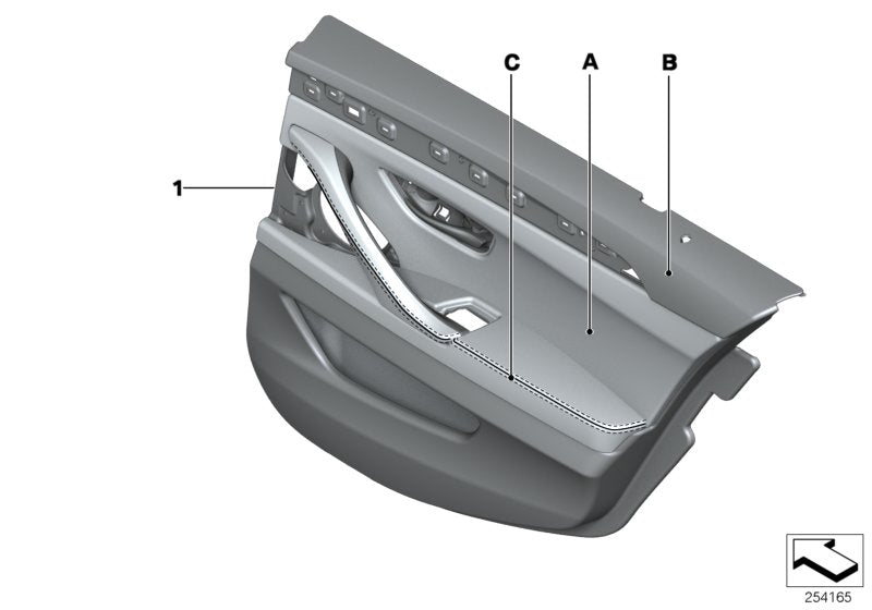 Genuine BMW 51428032994 Door Trim Panel, Rear, Right INDIVIDUAL (Inc. 520d ed, 520i & 530d) | ML Performance US US Car Parts