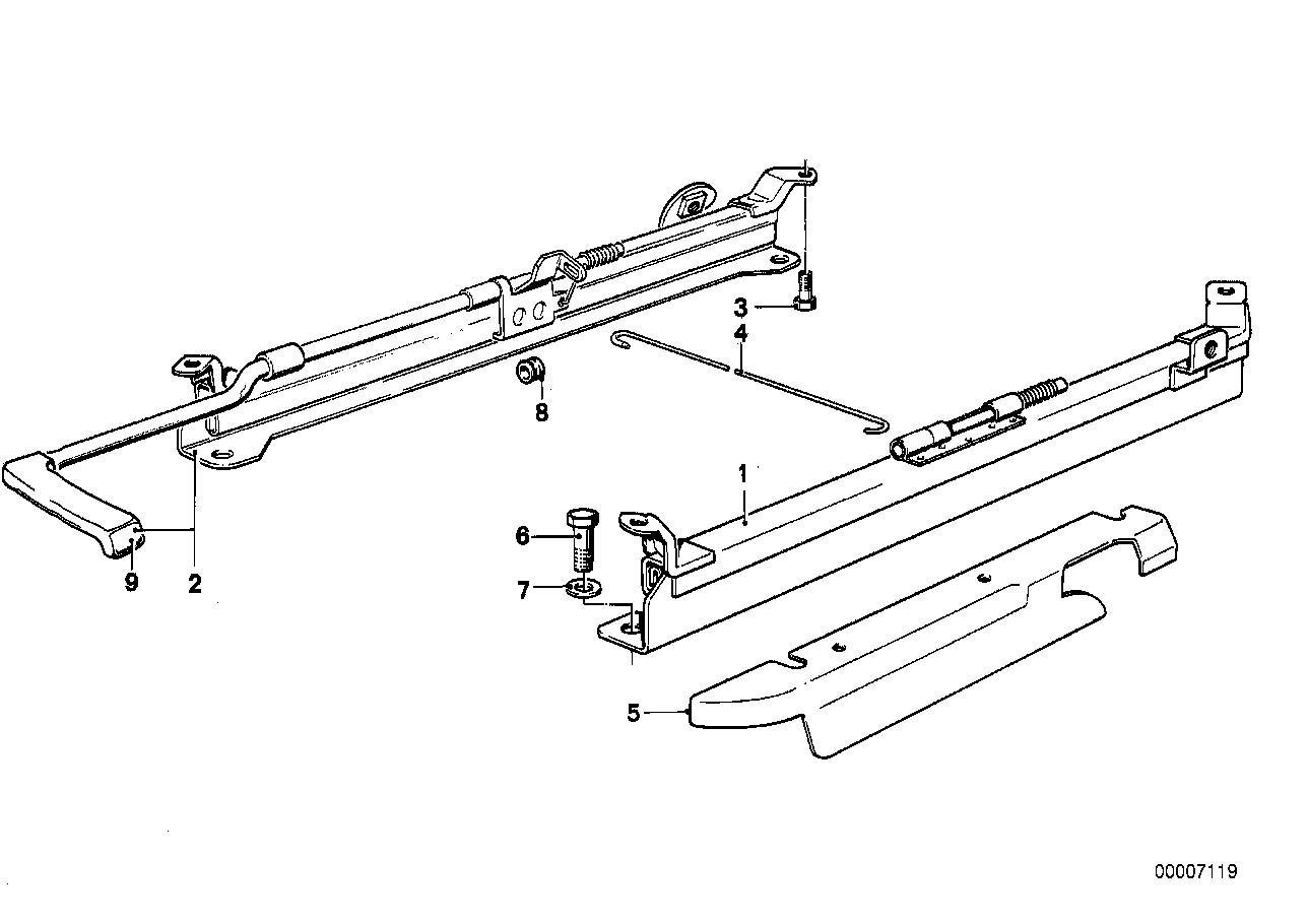 Genuine BMW 52101873552 E24 E12 E23 Seat Rail Inner Right (Inc. 535i, M535i & 633CSi) | ML Performance US US Car Parts