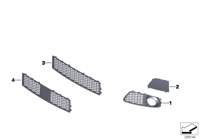 Genuine BMW 51118050055 Grill, Air Intake, Left M (Inc. 530d 155kW, 530dX & 550iX 4.4) | ML Performance US US Car Parts