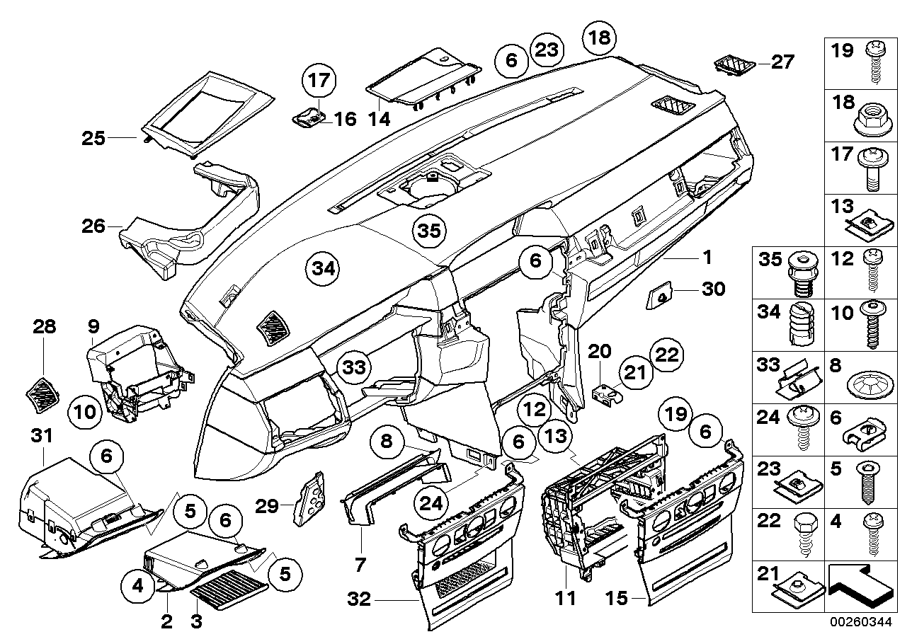 Genuine BMW 51457063148 E60 E61 Cover, Dashboard, Center BEIGE (Inc. 530xd, 523i & 530xi) | ML Performance US US Car Parts