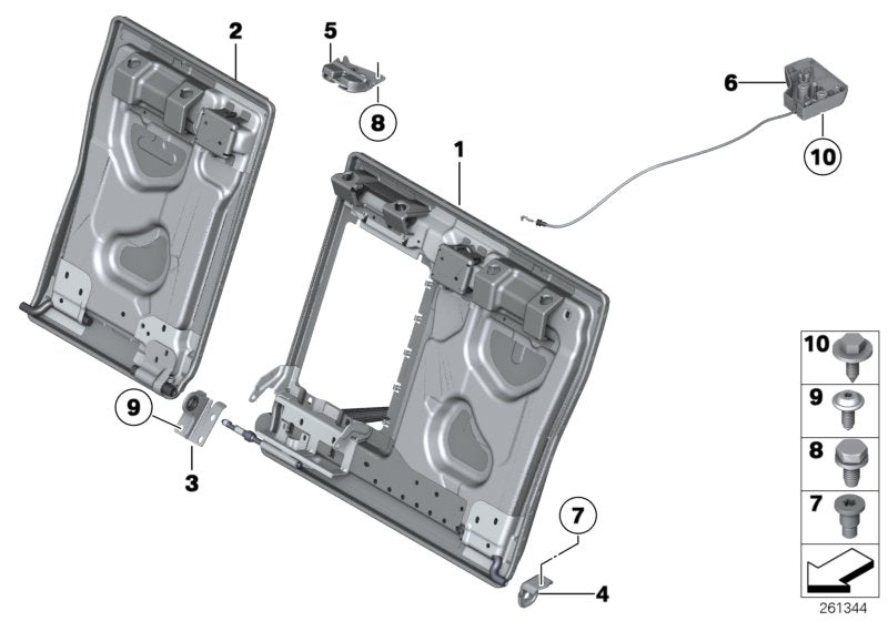 Genuine BMW 52209162805 Backrest Frame, Load-Through, Left (Inc. 530dX, 518d & 535dX) | ML Performance US US Car Parts