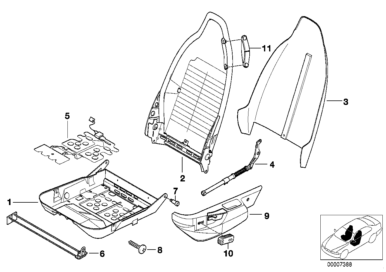 Genuine BMW 52108399598 E36 Mounting Parts Set F Backrest (Inc. Z3 2.5i, Z3 3.0i & Z3 2.2i) | ML Performance US US Car Parts