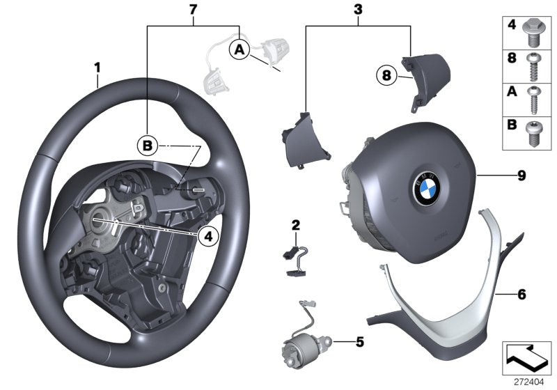 Genuine BMW 32306854776 F21 Cover,Steer.Wheel Black/Chrome Pearlglos (Inc. 335dX, 320iX & 320dX) | ML Performance US US Car Parts