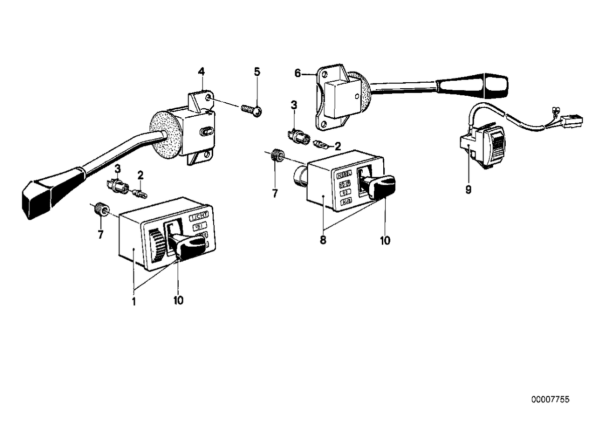 Genuine BMW 61311371086 E23 Switch Turn Signal,Dip-Dim Control (Inc. 735i, 745i & 733i) | ML Performance US Car Parts
