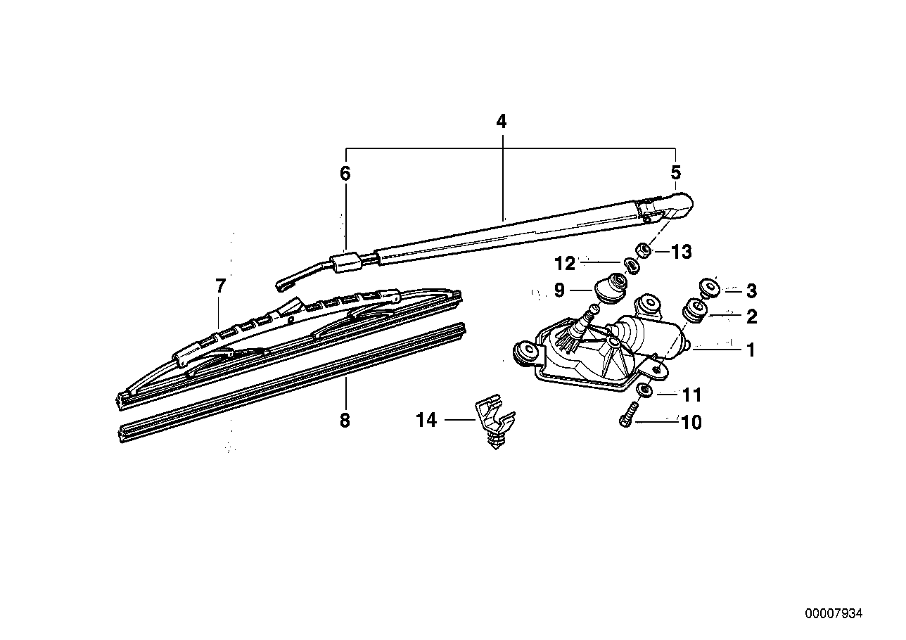 Genuine BMW 61628357517 E36 Wiper Arm (Inc. 318ti, 323ti & 316i 1.9) | ML Performance US US Car Parts