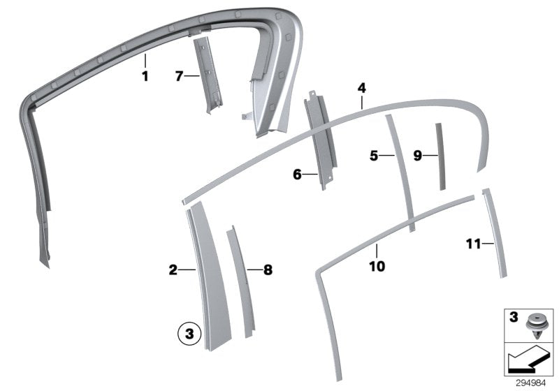 Genuine BMW 51357240004 Cover For Window Guide, Right (Inc. 750LiS & 760LiS) | ML Performance US US Car Parts