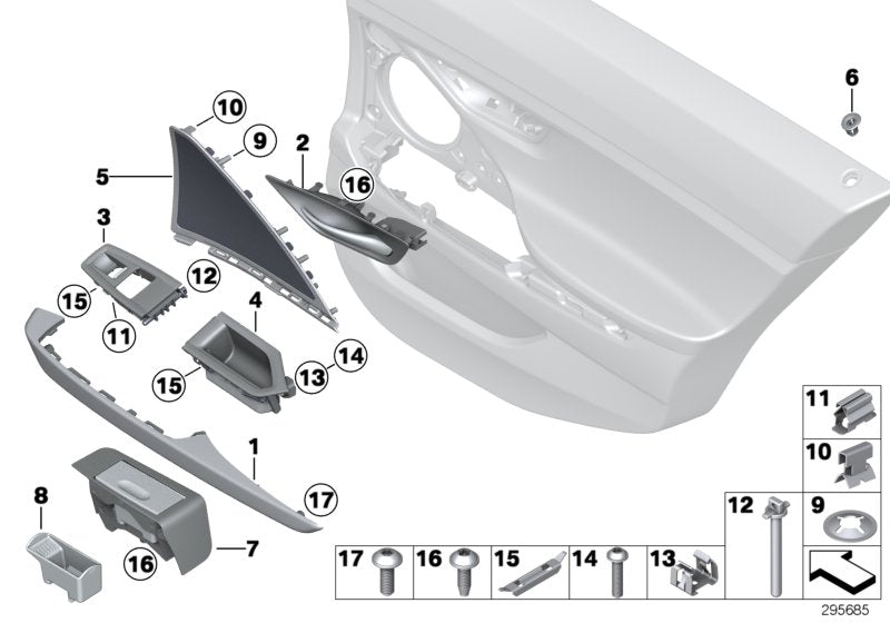 Genuine BMW 51427303906 Trim For Power Window, Right SCHWARZ (Inc. 650iX 4.4, 640iX & 640d) | ML Performance US US Car Parts