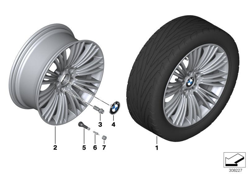 Genuine BMW 36106854680 Gloss-Turned Light Alloy Rim 9JX19 ET:42 (Inc. 335dX, 335i & 330d) | ML Performance US US Car Parts