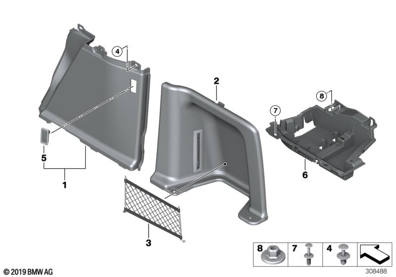 Genuine BMW 51477353671 Rep. Kit For Net In Trunk, Right VENETOBEIGE (Inc. 330dX, 320dX & 330d) | ML Performance US US Car Parts