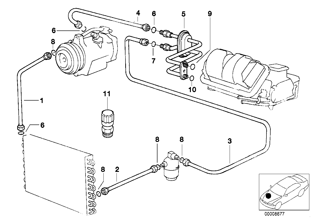 Genuine BMW 64508381189 E36 Pipe-Dryer Pressure Hose (Inc. Z3 M, Z3 2.5 & Z3 1.9) | ML Performance US US Car Parts