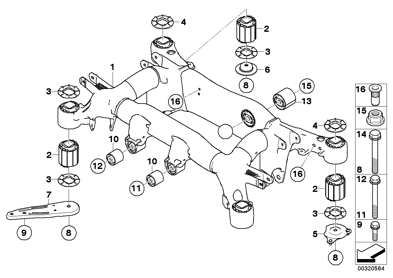 Genuine BMW 33316770842 E63 E64 Rear Axle Carrier (Inc. 645Ci, 650i & 635d) | ML Performance US US Car Parts