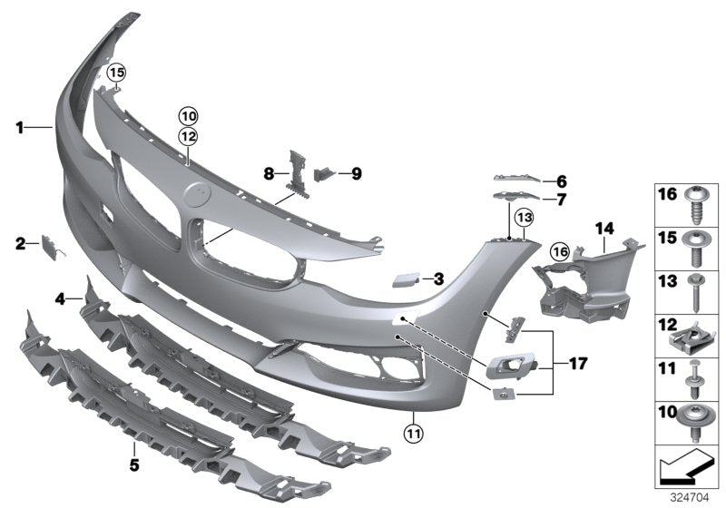 Genuine BMW 51117371831 TriCover, Bumper, Primed, Front PDC/SRA/SVC (Inc. 328iX, 328i & 330iX) | ML Performance US US Car Parts