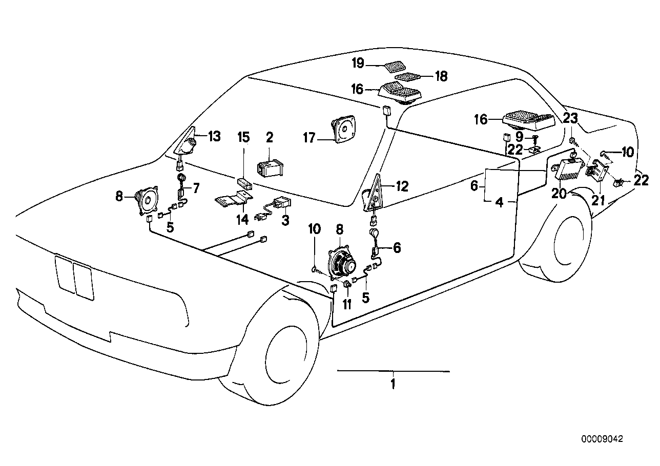 Genuine BMW 61129058654 E30 Wiring Door Front SOUND SYSTEM (Inc. 320is, 324td & 323i) | ML Performance US US Car Parts