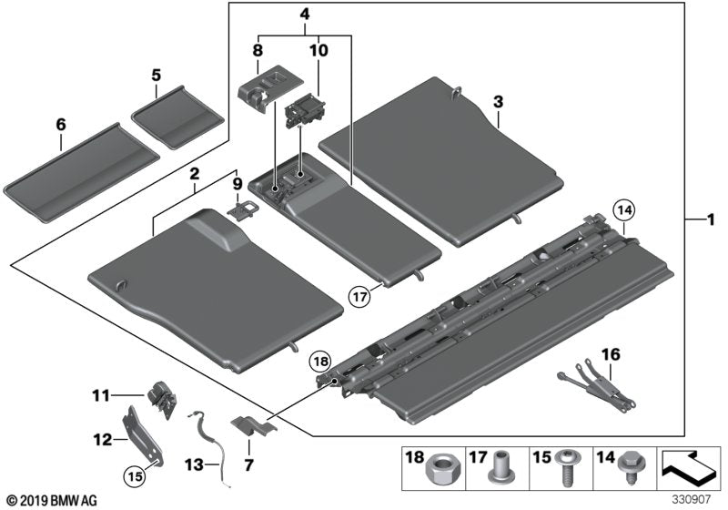 Genuine BMW 51477344661 Cover For Vision Screen Hinge, Left SCHWARZ (Inc. 535d, 530dX & 550i) | ML Performance US US Car Parts
