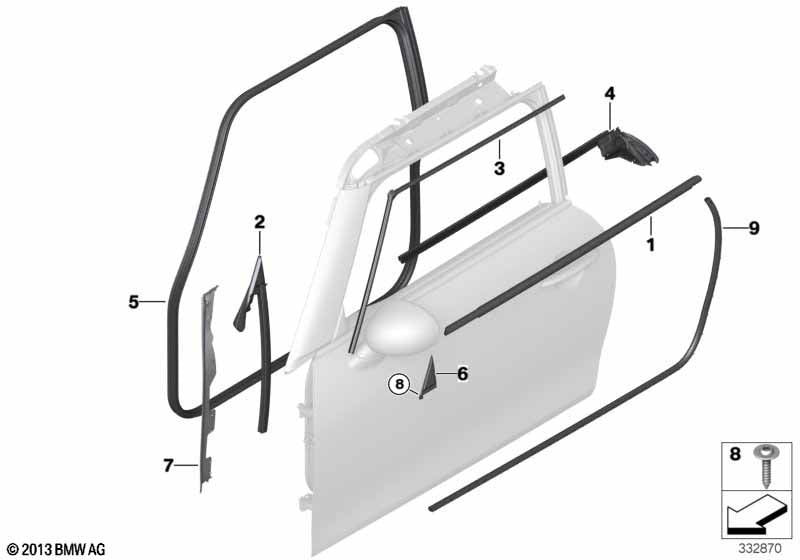 Genuine BMW 51337299992 Shaft Cover Outer Front Door Right