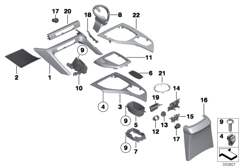 Genuine BMW 51162997469 E84 Cover, Center Console, Fineline Wave Left hand drive (Inc. X1) | ML Performance US US Car Parts