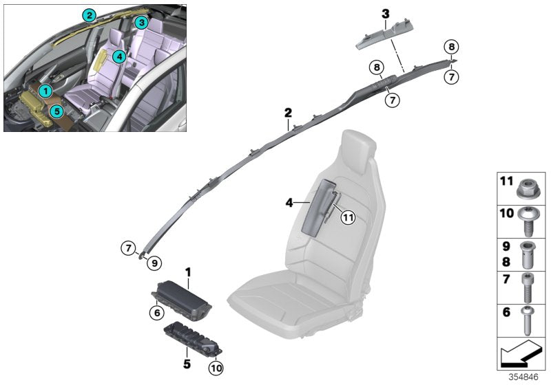 Genuine BMW 72127275698 Head Airbag, Right (Inc. i3 60Ah Rex, i3 60Ah & i3s 94Ah) | ML Performance US US Car Parts
