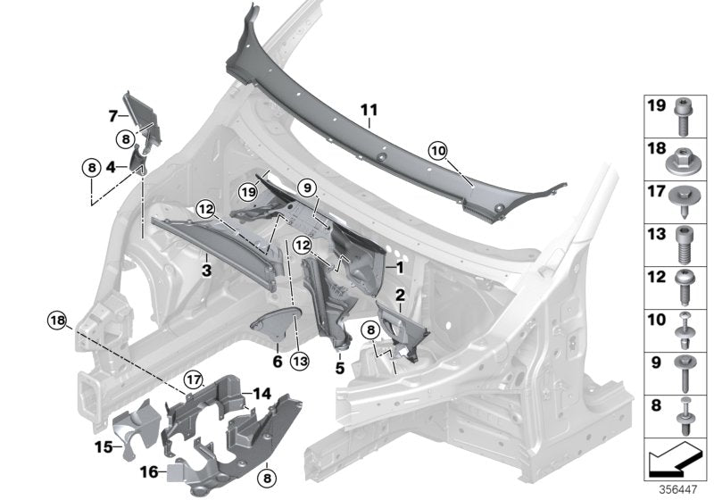 Genuine BMW 51717309205 F16 Left Engine Compartment Partition (Inc. X6 40dX & X5) | ML Performance US US Car Parts