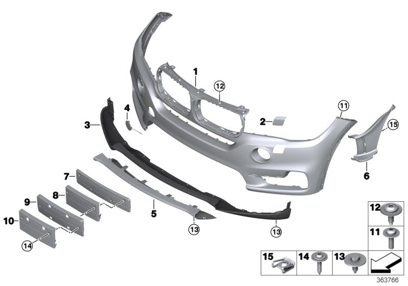 Genuine BMW 51117379416 F15 TriCover, Bumper, Primed, Front PMA / SRA (Inc. X5) | ML Performance US US Car Parts