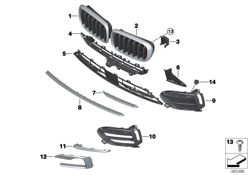 Genuine BMW 51137349393 F16 Grille Left XTRAV. / NIVI (Inc. X6) | ML Performance US US Car Parts