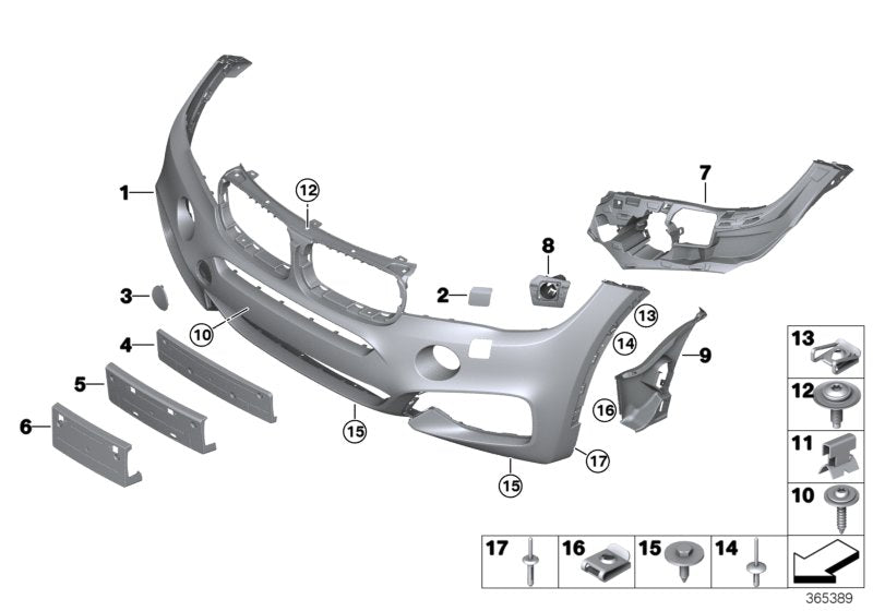 Genuine BMW 51118066903 F16 TriCover, Bumper, Primed, Front M/US/PDC/SRA (Inc. X6) | ML Performance US US Car Parts