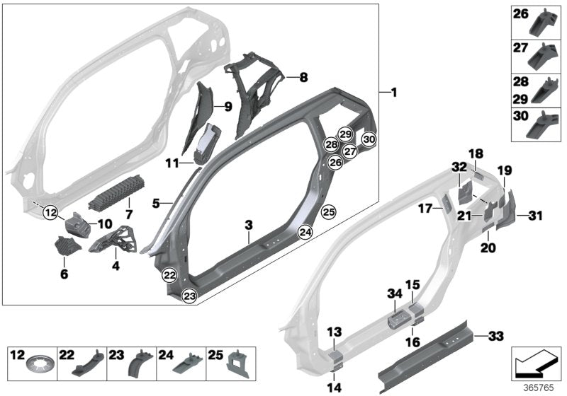 Genuine BMW 41007355402 Mount For D-Pillar, Lower Right (Inc. i3 94Ah Rex, i3s 94Ah Rex & i3 94Ah) | ML Performance US US Car Parts