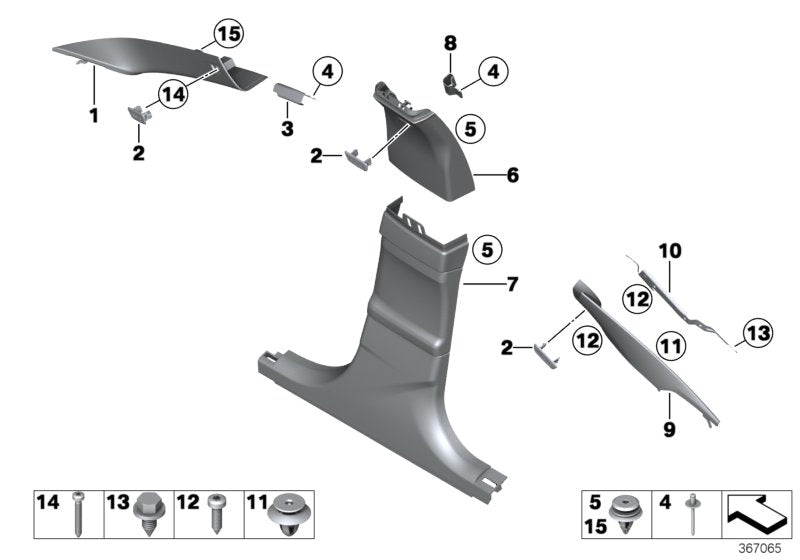 Genuine BMW 51438054078 Cover, B-Pillar, Leather, Upper Right ANTHRAZIT (Inc. 650iX, 640iX & 640d) | ML Performance US US Car Parts