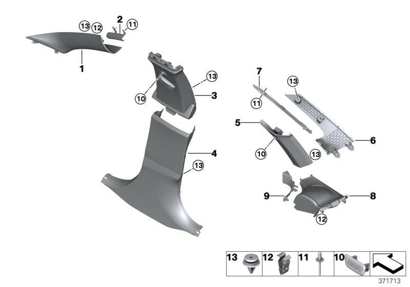 Genuine BMW 51437311224 Retainer, Trim For D-Pillar, Upper Right (Inc. 430dX, 430d & 435iX) | ML Performance US US Car Parts