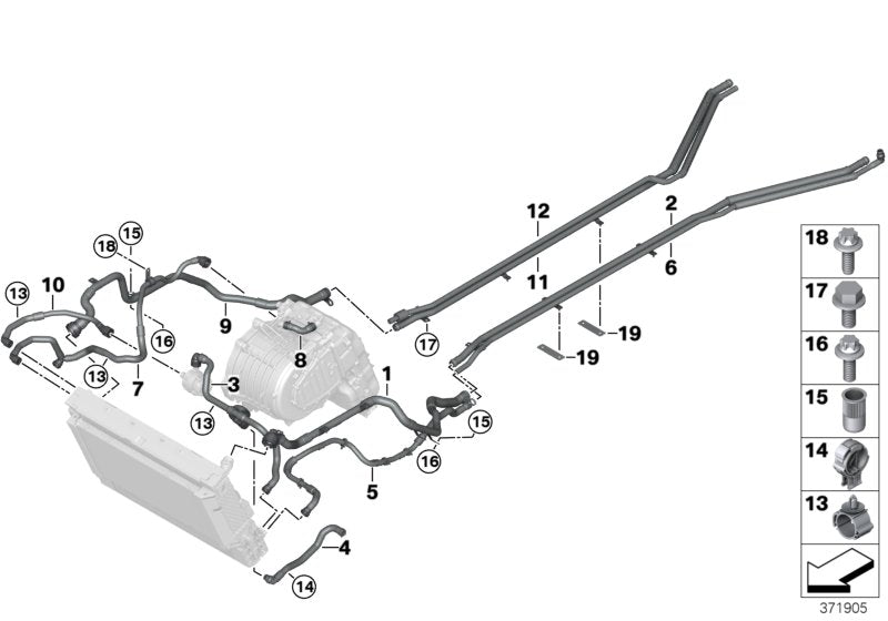 Genuine BMW 17127640849 I15 I12 Line, Coolant Pump-Radiator Connection Refrigerant pipe (Inc. i8) | ML Performance US US Car Parts