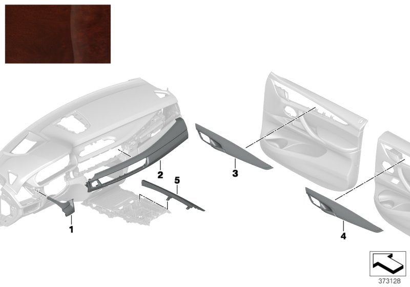 Genuine BMW 51167985924 F15 Cover, Wood, Center Console, Right ESCHE VULC.BR. (Inc. X5) | ML Performance US US Car Parts