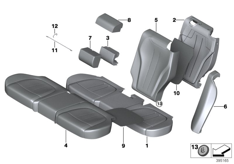 Genuine BMW 52207849059 F15 Backrest Cover Alcantara, Left GMAT ANTHRAZIT (Inc. X5) | ML Performance US US Car Parts
