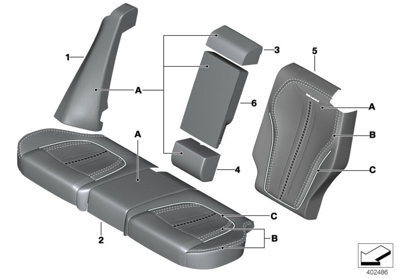 Genuine BMW 52207988451 Cover, Backrest, Leather, Center Upper INDIVIDUAL (Inc. X5) | ML Performance US US Car Parts