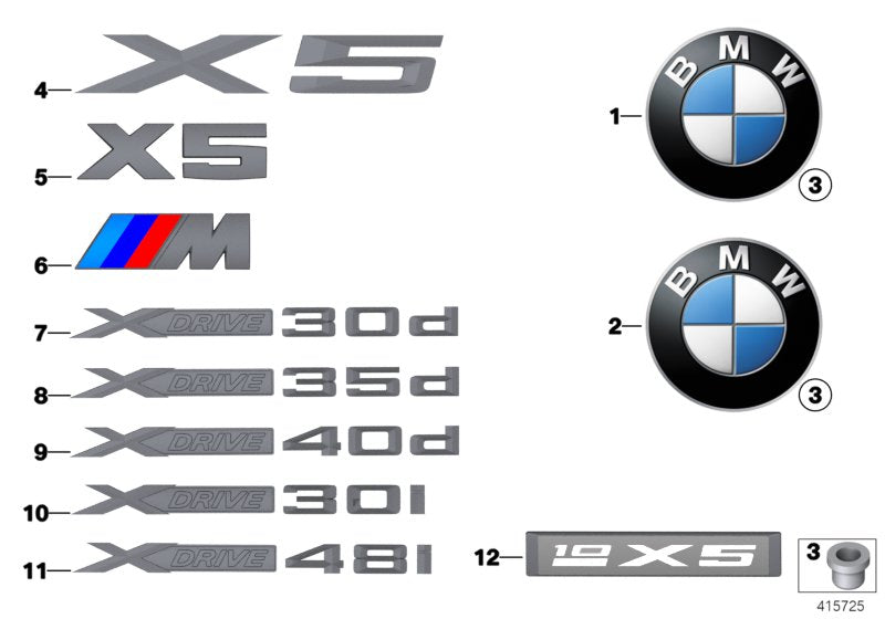 Genuine BMW 51147362481 E70 Label X DRIVE 48I (Inc. X5 4.8i) | ML Performance US US Car Parts