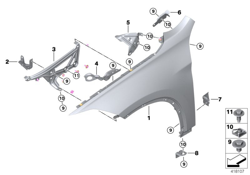 Genuine BMW 41007956403 F39 Extension, Wheel Housing Strut Left (Inc. X2) | ML Performance US US Car Parts