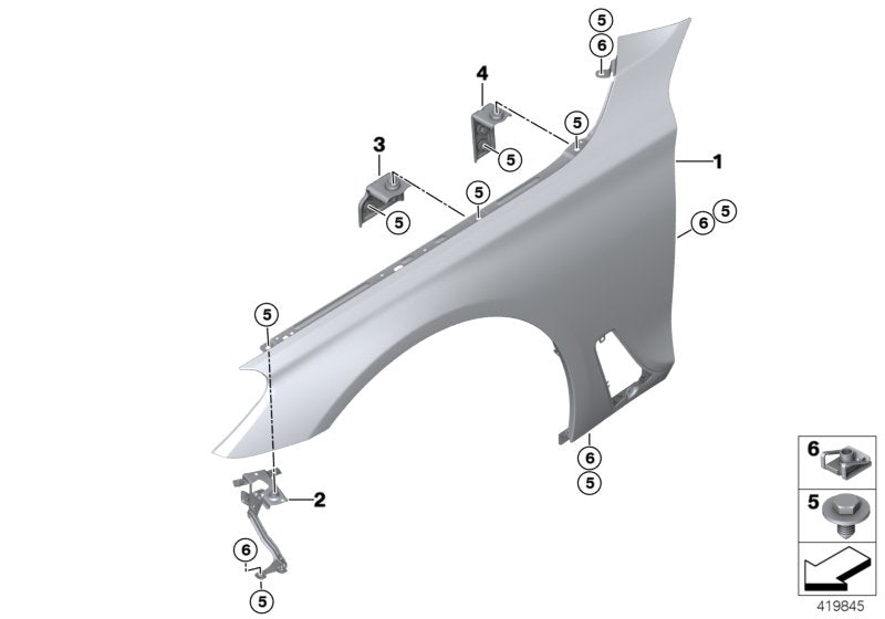 Genuine BMW 41007481064 G32 Side Panel Bracket, Front Right 1 (Inc. 630iX, 630dX & 640iX) | ML Performance US US Car Parts