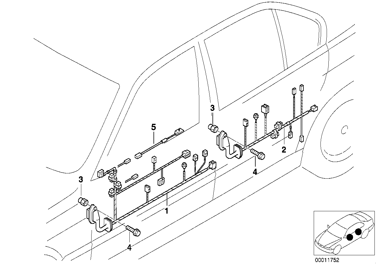 Genuine BMW 61128383786 E39 Wiring Co-Drivers Side (Inc. 523i, 540i & 520i) | ML Performance US Car Parts